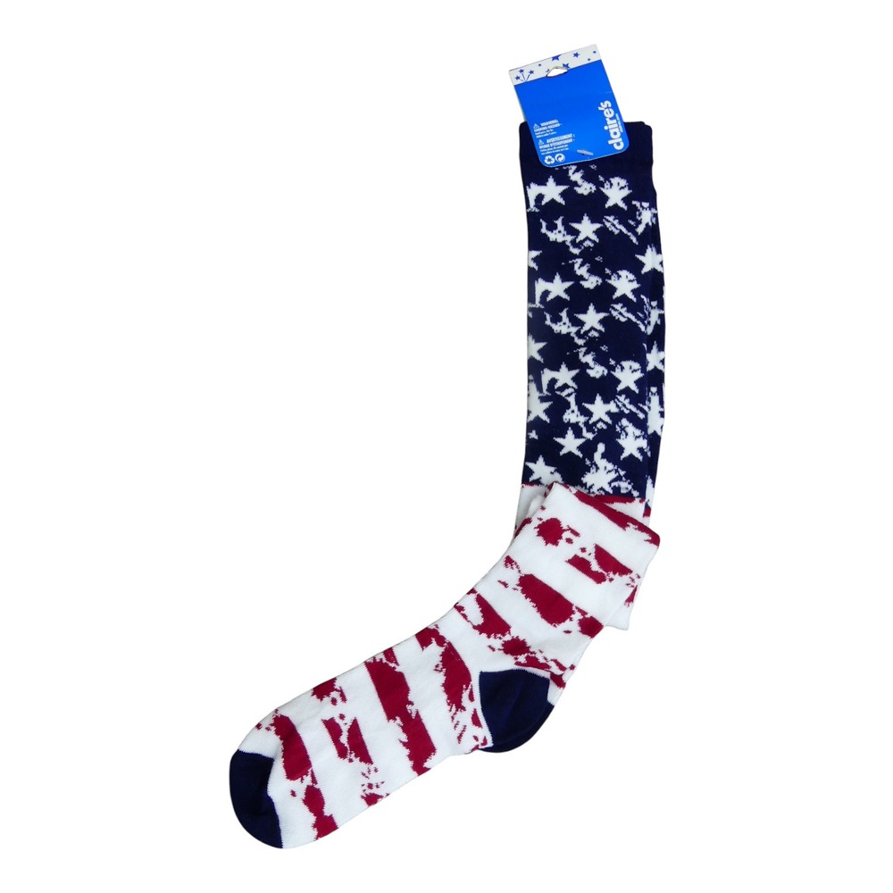 Claire's Socks Womens One Size Blue Red Patriotic American Flag Stars Stripes